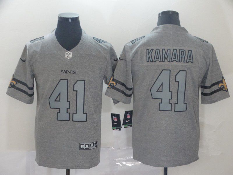 Men New Orleans Saints 41 Kamara Grey Retro Nike NFL Jerseys